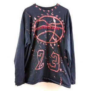 Air Jordan Men’s Medium Black Long Sleeve Athletic Shirt 100% Cotton Vintage XL